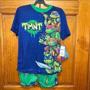 Nickelodeon TMNT Teenage Mutant Ninja Turtles Boys PJ Set Blue Green Size 8 M